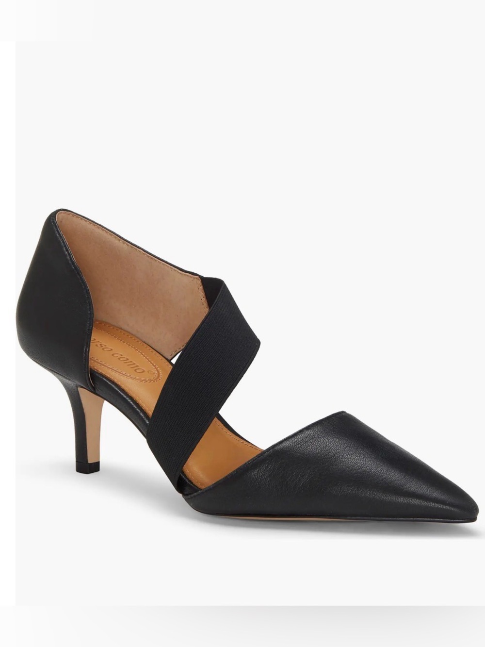 Denice Pump CC Corso Como Black Leather Point Toe Ankle Strap Heels Size 6.5